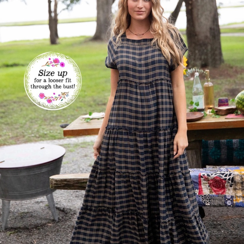 Berkeley Maxi Dress by Natural Life Fall Plaid NWT size Large